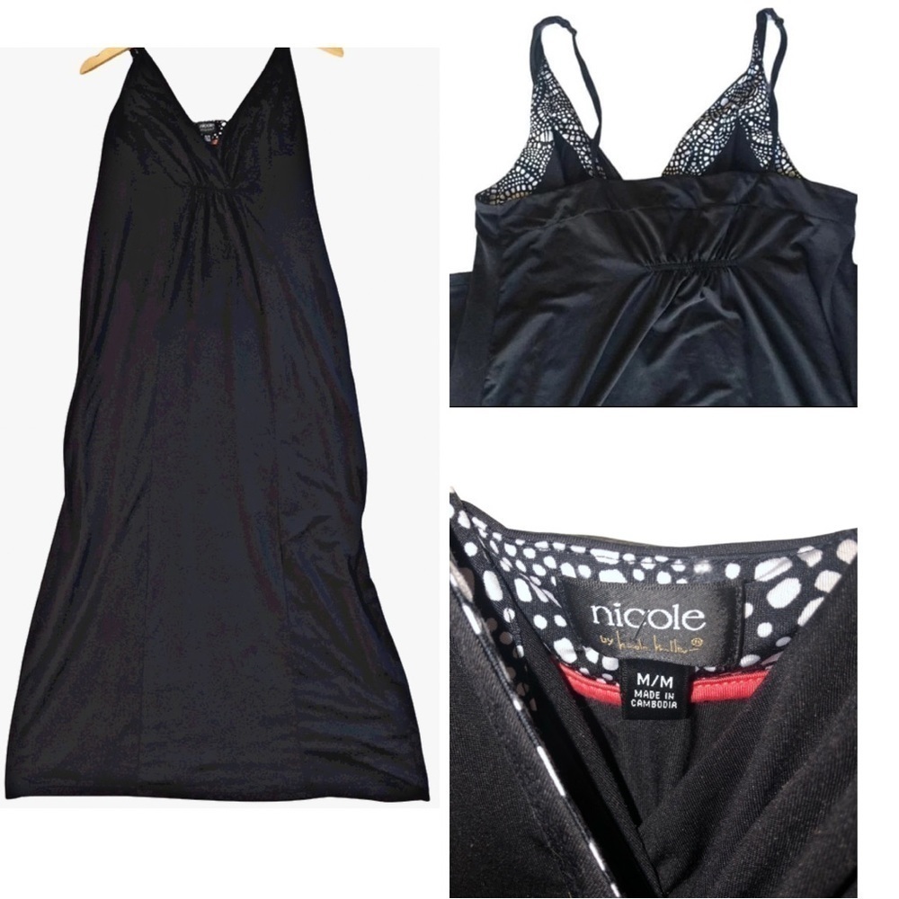 Nicole Miller Intimates Black Midi Nightgown Size Medium